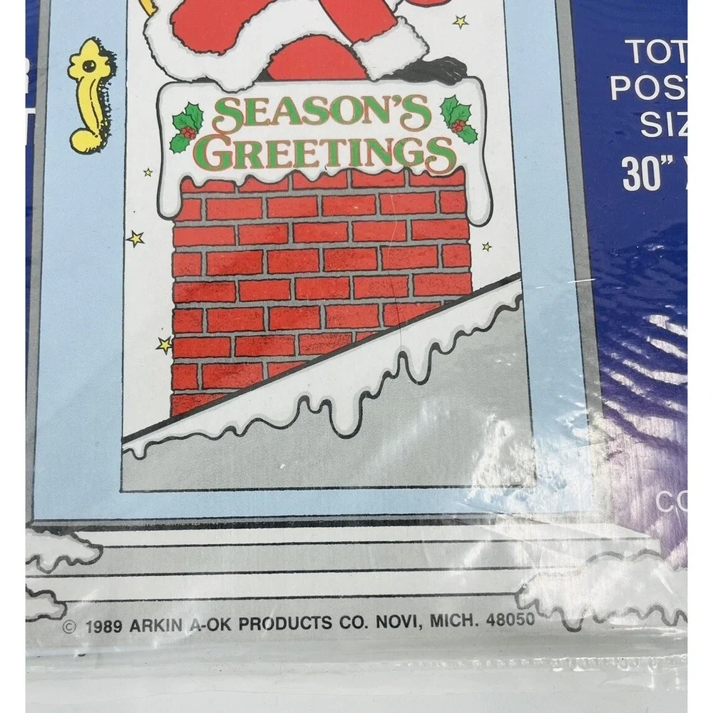 Vintage NOS A-OK Christmas Plastic Door Cover Santa 1989 Arkin 30